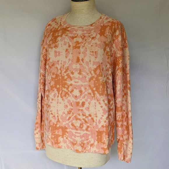 525 Sweater Shaker Knit Crew Neck Pullover Boxy Fit 100% Cotton Peach Pink L EUC - Picture 7 of 10